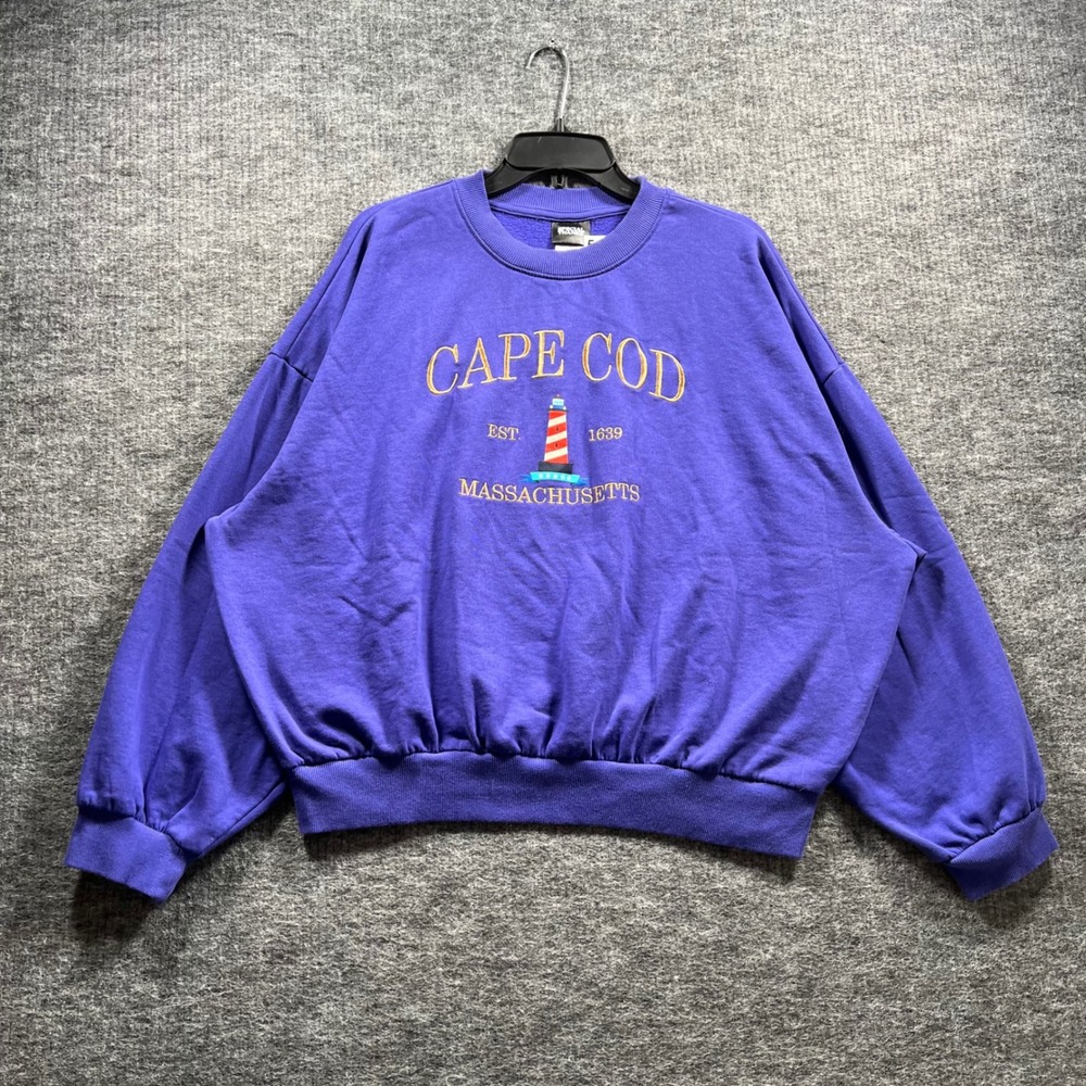Special Thanks Cape Cod Massachusetts Lighthouse Sweatshirt Purple Large